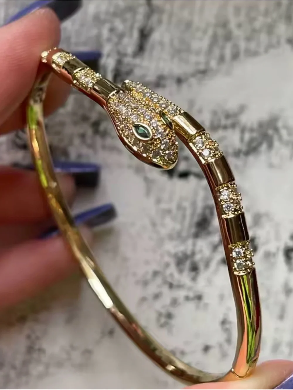 Snake cooper& Zirconium Bracelet Classic Nail Open Bangles
